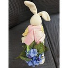 Easter Bunny Rabbit With Flower Stuffed Plush Toy Wearing Clothes Over 12inch