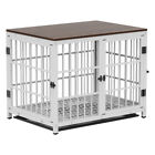 Heavy Duty Dog Crate Indoor Dog Cage Metal Pet Kennel Playpen W  Wooden Tabletop