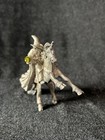 Vintage Gallo Pewter  A Wizard   His Unicorn Holding A Green Swarovski Crystal