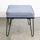 Mid Century Modern Footstool Ottoman Hairpin Legs Black Metal Square Vintage