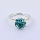 3 65 Ct Certified Blue Diamond Solitaire Ring 925 Sterling Silver For Wedding