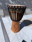 Hand Carved Wood Djembe Drum Rope Tuned Goatskin Head African Tribal Carved