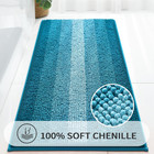 Long Bathroom Rug Chenille Bath Mat Non Slip Shower Rug Plush Soft 20x47 Teal