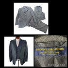 Vintage Brooks Brothers Makers Gray 3 Piece Suit Jacket Blazer Pants Vest 40ml