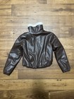 Abercrombie Kids Brown Faux Leather Jacket Sherpa Lined Size 9 10 Cropped Moto