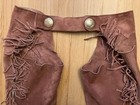 Vintage Brown Suede Chaps W  Fringe   Silver Concho  Adjustable Waist 36   -42    