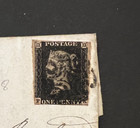 Qv Gb Sg 1 1d Penny Black Plate 8 Mourning Cover To Wigan Hobbs London Late Use