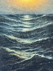 Richard Dey De Ribcowsky Antique Ocean Seascape Oil Painting Old Landscape 1920s