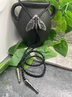 Rodeo Bolo Tie Western Cowboy Black Leather Necktie New Free Ship A3785