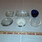  lot Of 6  Vintage Glass And Plastic Ashtrays   Schlitz Beer Advertising  Pyrex
