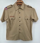 Vntg 90   s Boy Scouts Bsa Shirt Mens Xl Khaki Short Sleeve Usa Uniform Patch