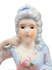 Vtg Porcelain Half Doll Satin Base Pin Cushion 7 75  Tall Unmarked Factory Flaw