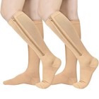 1-3pairs Zipper Compression Socks Men Women Stockings Support Graduated 20-30mmh
