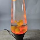 Vintage Lava Lite Lamp Black Base Orange Lava Clear 