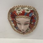 Vintage Porcelain Wall Mask Mardi Gras Brillant Colors  7    Neckles