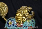 9 2  Old Chinese Bronze Cloisonne Gilt Dynasty Lion Beast Censer Incense Burner