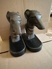 Fine Pair Bronze  Greyhound Bust Bookend With Patina 8-1 2  Tall