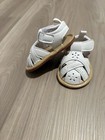 Girls Us 1 Fisherman Sandals White tan Faux Leather Rubber Sole Hook   Loop