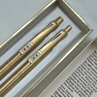 Vtg 1970   s Paper Mate Pen   Pencil Set Gold Tone Double Heart New Rare W Box