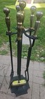 Brass Wrought Iron Fireplace 5 Piece Set Distressed Rust Heavy Duty Sturdy 31  T