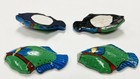 4 Retro Blue Green Fish Flat Back Handpainted Wood Findings T300