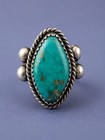 Antique 1920s Navajo  925 Sterling Silver Natural Turquoise Native American Ring