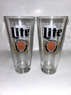 Miller Lite New York Giants Beer Glass Set Of 2 Glasses 100th Anniversary Rare 