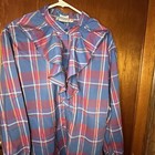 Vintage 70s  80s Men   s Levi Strauss Ruffled Plaid Dress Shirt Size 44
