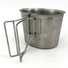 Usgi Us Military Issue 1 Quart Stainless Steel Metal Canteen Cup Folding Handle