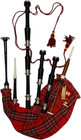 Scottish Bagpipe Silver Plain Mounts Black Finish Highland Bagpipes With Cover