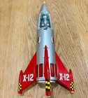 1950s Yonezawa Japan Tin Battery Operated Red silver X-12 Moon Rocket Space Toy