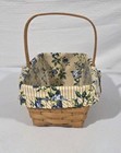 1996 Longaberger Heartland Small Chore Basket Yellow Fabric  Clear Plastic Liner