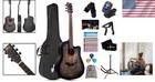 Complete 41-inch Acoustic Guitar Set With Handcrafted Black Finish For Beginners
