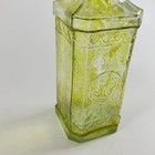Vintage Yellow Embossed Glass Bottle 11 75  Tall Retro Decorative Bottle