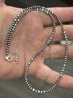 Sterling Silver Navajo Pearl 3mm Turquoise Beaded 18 5    Plus 2    Necklace  925