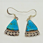 925 Sterling Silver Turquoise Dangle Earrings Triangle Southwest Style