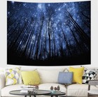 Night Sky Forest Stars Wall Tapestry Wall Art Wall Hanging Blanket Nature Trees