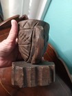 Vtg 70 s Handmade Rustic Folk Art Carved Wood Primitive Candlestick Holder 