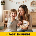 Semonamu Tooth Fairy Keepsake Box For Kids - Beech Wood  Tooth Holder