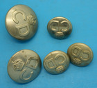5 Ww2 British Uk Civil Defense Cd Crown Uniform Buttons - Originals