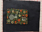 Completed Cross Stitch Unframed Fall Sunflowers Pumpkins Colonial Sampler Black