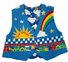 God Loves You Childrens Handcrafted Reversible Novelty Vest Size 3t Blue Cotton