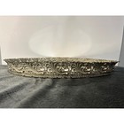 Vintage Ornate Vanity Tray  Oval Mirror Gold Floral Filigree Decor 12 Inch