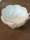 Lovely Antique Hand Painted Mustache Shaving Cup Unmarked Pink Flowers