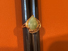 Vintage 10k Yellow Gold Ring W  Green Teardrop Stone Or Crystal Size 8