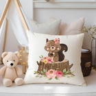 Decorative Throw Pillow Cover  16x16  Baby Squirrel  Neutral  Baby Shower  Mom