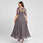 Plus Size Mother Of The Bride Dress O Neck Appliques Chiffon Wedding Party Gowns