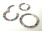 1pc Hinged Segment Ring Rainbow Cz Gems Front Septum Hoop Pride Helix Daith 16g