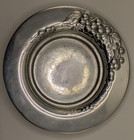 Vintage Wilton Armetale Pewter  Wine Bottle Plate Coaster Grapevine Design