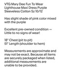 Vtg Mary Dee Fun To Wear Lighthouse Maxi Dress Purple Sleeveless Cotton Sz 10 12